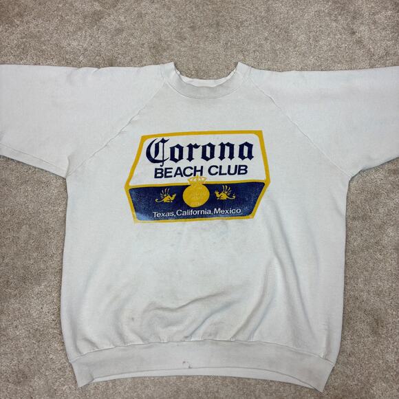 Vintage 80s Corona Beach Club Raglan Sleeve Crewneck Sweatshirt XL Beer USA - Picture 2 of 10
